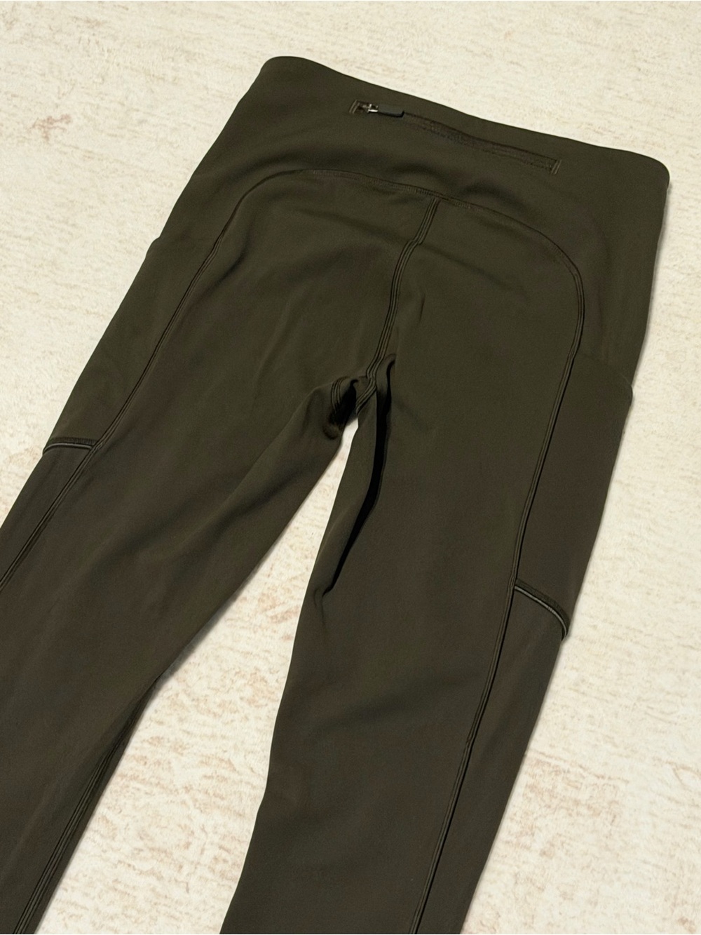 lululemon athletica Olive Green Leggings with Branded Zip Pull - Picture 3 of 7